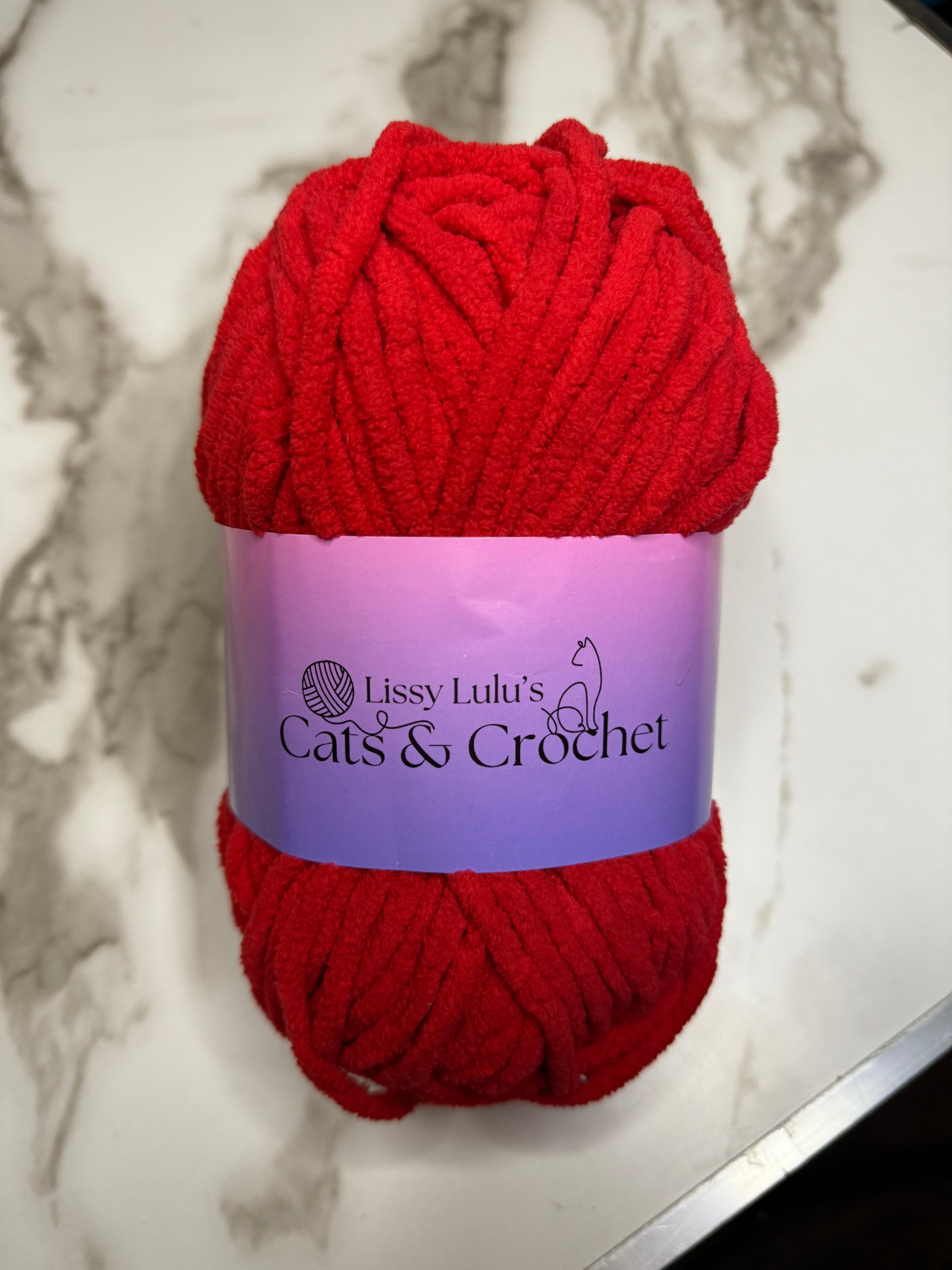Cherry Red Chenille Yarn