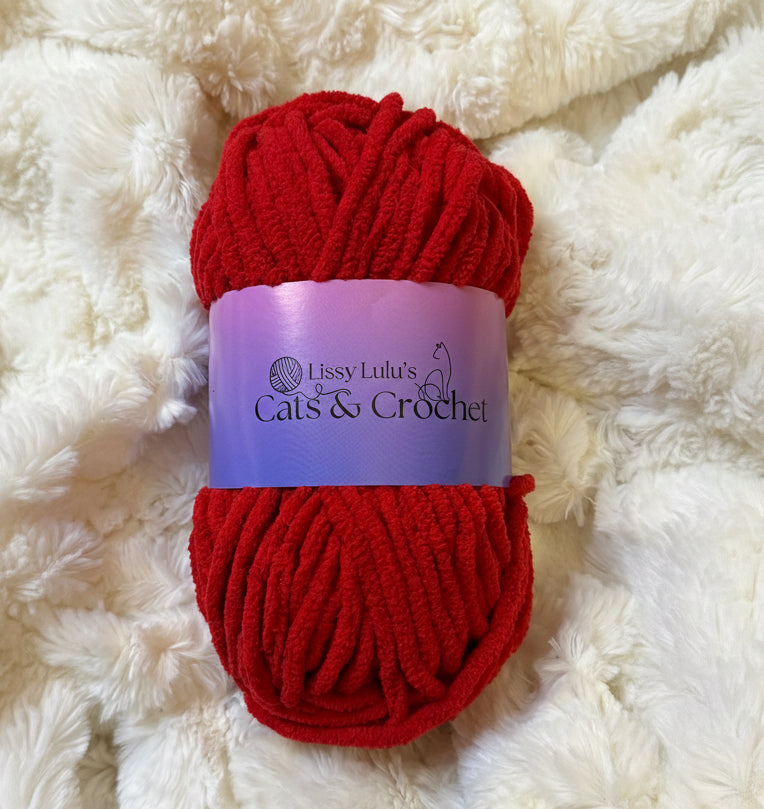 Cherry Red Chenille Yarn