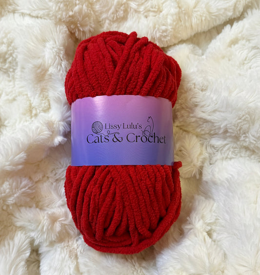 Cherry Red Chenille Yarn